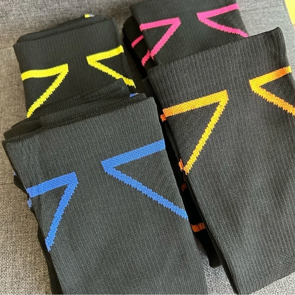 Black + Neon Accent Compression Socks, 20-30mmHg compression (1 pair)